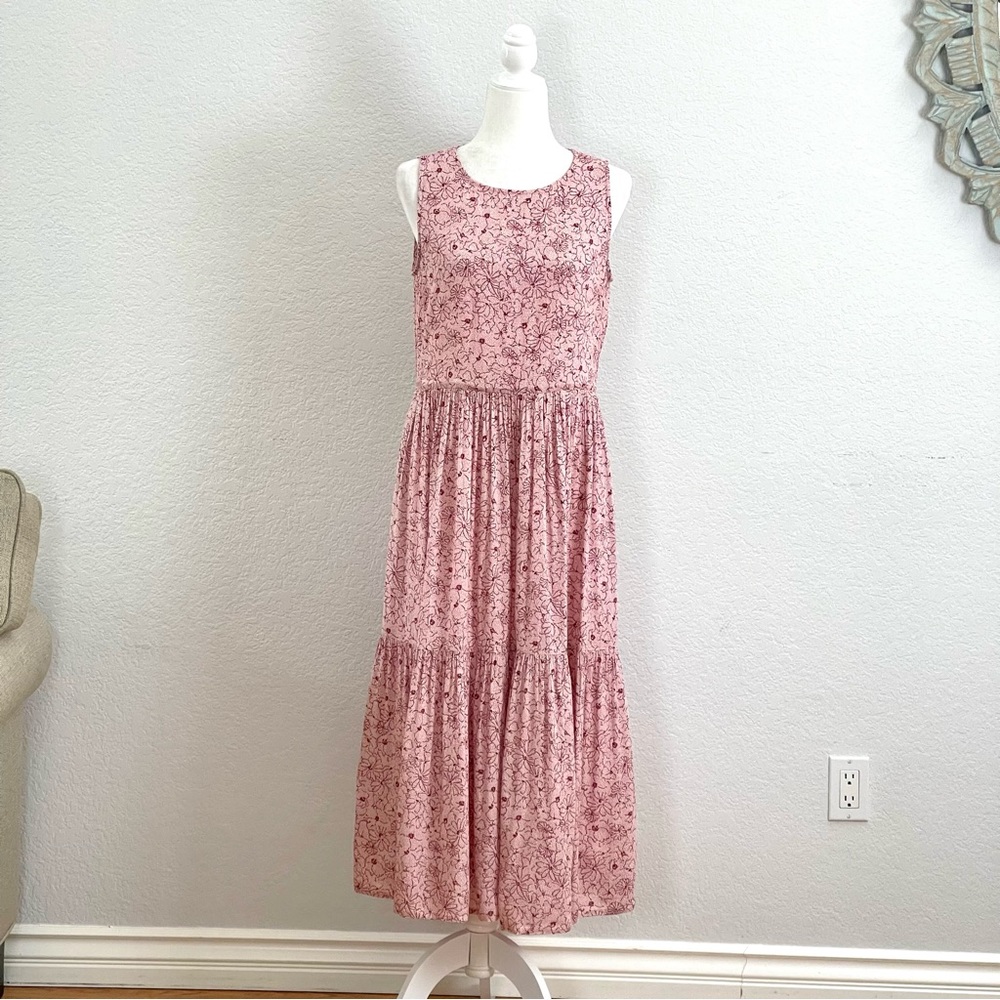 Treasure & Bond Dusty Rose Floral Midi Dress